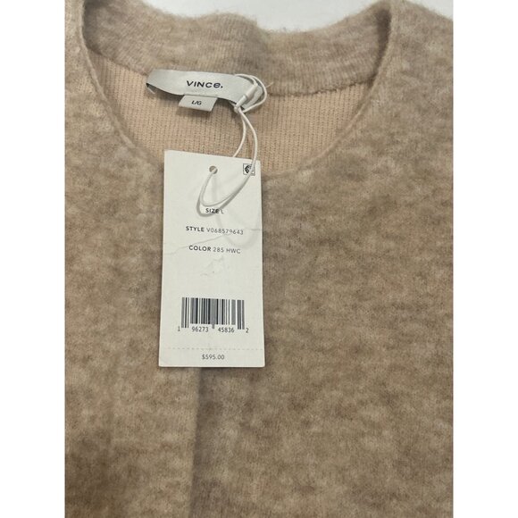 VINCE Textured Soft Sculpted Car Coat Natural Size Large NWT - Picture 4 of 5